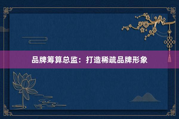 品牌筹算总监：打造稀疏品牌形象